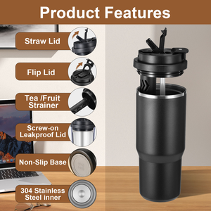 Custom 25 Oz <b>Double</b> <b>Wall</b> 304 Stainless Steel Vacuum Insulated Water Bottle With Removable Tea Infuser Dual Drinking Lid - Product Image 4