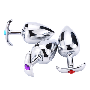 Ensemble de 3 bouchons anaux en cristal, bijoux, forme d'ancre de bateau, métal, acier inoxydable, aluminium, jouets sexuels - Product Image 1