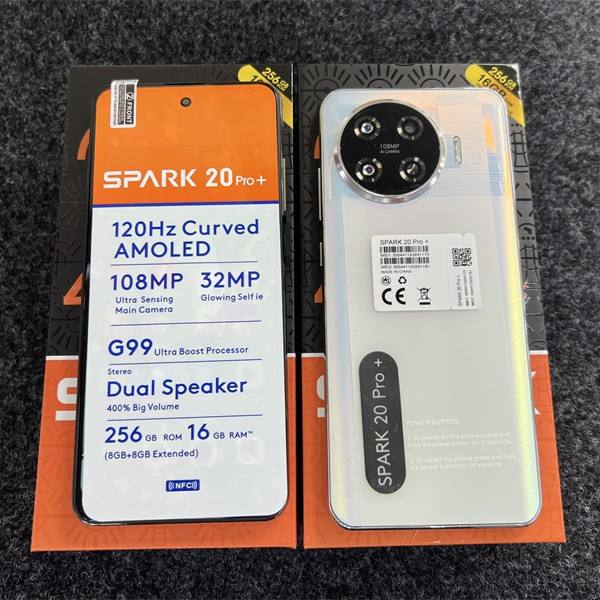 Hot Sale Spark 20 Pro+ Android 4G Smartphone Daul Speaker Mobile Phone Smart Original Phone 16+256GB
