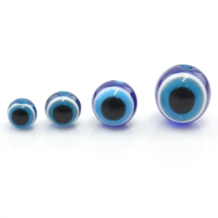 Оптовая продажа, недорогие круглые синие турецкие акриловые бусины 8 мм в европейском стиле от сглаза для изготовления ювелирных изделий