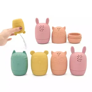 Nuova vendita calda personalizzata BPA free silicone giocattoli da bagno animali giocattolo da bagno vasca da bagno gioco d'acqua silicone irrigatore d'acqua giocattolo da bagno per bambini