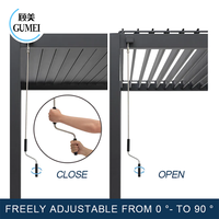 Pergola extérieure bioclimatique avec supports de toit en aluminium de haute qualité, imperméable, à lames orientables manuelles rétractables