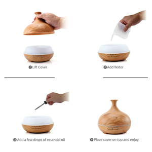 Minigo 500ml difusor ultrasónico de aceite de grano de madera humidificador esencial de viaje con 1 año de garantía para uso doméstico - Product Image 4
