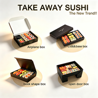 Caja de Sushi para Llevar con Tapa y Base Rígidas, Estilo Navideño Personalizado, Empaque de Papel Biodegradable Festivo de Lujo para Restaurantes Navideños