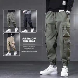 Pantalones <span class=keywords><strong>Cargo</strong></span> Estilo Japonés con Múltiples Bolsillos para Hombre, Talla Grande, Corte Holgado, con Cordón en el Tobillo, Forrados de Felpa, para Trabajo al Aire Libre, Ropa Casual - Product Image 4