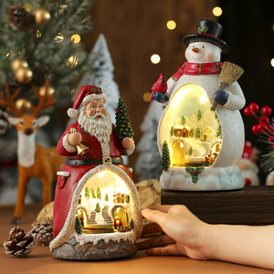 Cross-border Christmas resin rotating ornament LED fairy lights multifunctional <b>music</b> <b>box</b> for the elderly Christmas gift - Product Image 1