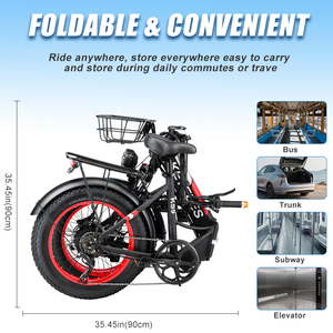 Bicicleta Plegable OEM al por Mayor de 20 Pulgadas, 7 Velocidades, Neumático Ancho de Aluminio, Bicicleta Eléctrica con Cesta Delantera y Portaequipajes Trasero, Entrega Electrónica KS9 de 20 Pulgadas Plegable - Product Image 5