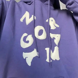 Sweat à capuche streetwear respirant imprimé en relief 100 % coton pour homme - Product Image 3