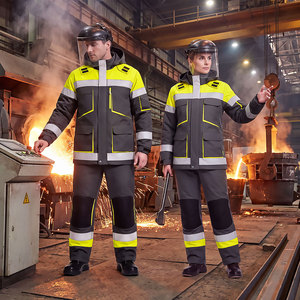 Traje de Seguridad de Alta Visibilidad Gris de Manga Larga, Chaqueta y Pantalones de Protección Resistentes a Chispas y Llamas para Trabajadores de Fundición de Hierro y Acero - Product Image 2