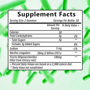 Suplemento de fibra prebiótica más vendido, mantiene el equilibrio de la microflora intestinal, gomitas probióticas, dulces sin gluten - Product Image 2