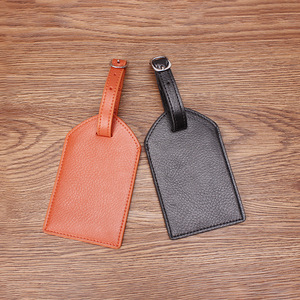 Étiquette de bagage personnalisée en cuir PU noir/orange avec logo estampé à chaud pour nom et identification - Product Image 2