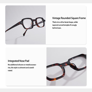 Monturas de Gafas Cuadradas de Acetato Italiano Premium Personalizables de Alta Gama Listas para Enviar - Product Image 6