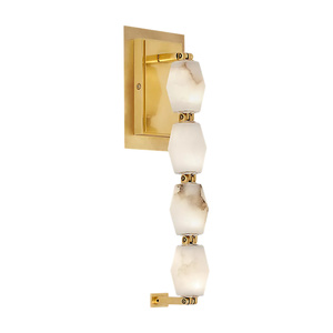 Applique Murale de Luxe <span class=keywords><strong>en</strong></span> <span class=keywords><strong>Albâtre</strong></span> Naturel, Design Moderne, Luminaire <span class=keywords><strong>en</strong></span> Laiton Massif pour Salon, Chambre à Coucher, Décoration d'Intérieur - Product Image 2