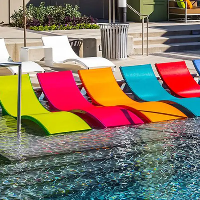 Al aire libre colorido en el agua sillas de la piscina bronceado piscina tumbona cama de playa de fibra de vidrio piscina tumbona