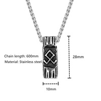 Pendentif Rune Acier Inoxydable Collier Viking Nordique Geometrique Bijou Unisexe Gros Grossiste Homme Femme Cadeau Mode