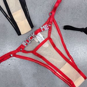 Tangas Personalizadas <span class=keywords><strong>con</strong></span> Nombre, Lencería Transparente de Encaje Rojo para Mujer Madura, Estilo DIY 2025 - Product Image 4
