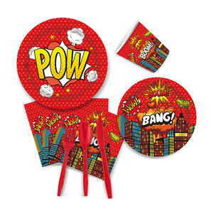 Décorations de fête d'anniversaire pour enfants sur le thème Hero City, y compris la vaisselle jetable en papier - Product Image 5
