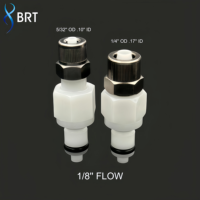 Raccord rapide CPC mâle en acétal PTF BRT 1/4'' avec ferrule, raccords de tuyauterie à valve et sans valve, coupleur à déconnexion rapide CPC