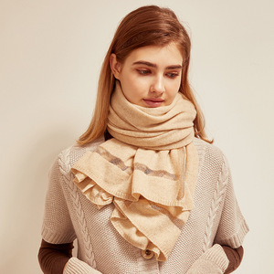 内モンゴル産 ピュア カシミヤ100% 無地 ニット スカーフ ショール（女性用） - Product Image 4