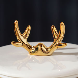 Household Luxury Electroplated Elk Lid Water <b>Cup</b> Coffee <b>Cup</b> <b>Set</b> Ceramic <b>Cup</b> Mugs Customizable Custom Ceramic Mug With Scoop - Product Image 2