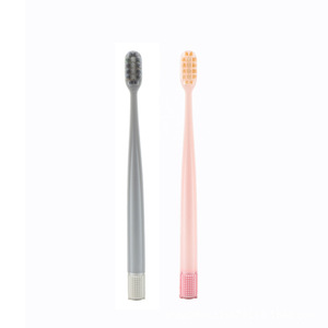 Adult Toothbrush Soft Bristles Nylon Grey Pink Dual Use Home Use - Product Image 1