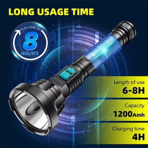 Senter lampu Led baterai tanam, senter taktis Display daya luar ruangan Abs plastik multifungsi Usb dapat diisi ulang - Product Image 2