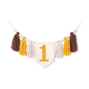 Guirnalda de Cumpleaños Estilo Boho con Cuentas de Madera y Borlas para el Primer Cumpleaños del Bebé, Decoración para Silla Alta - Product Image 6