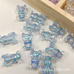 Cuentas acrílicas sueltas de doble cara con diseño de oso, 18x25mm, con revestimiento UV, para joyería DIY, cadena para teléfono, llavero, colgante y accesorios. - Product Image 4