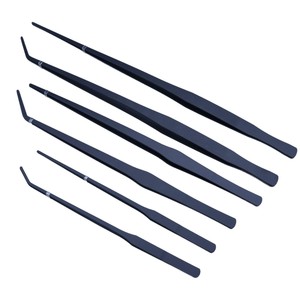 Pinzas para plantas acuáticas de acero inoxidable negro, herramientas para paisajismo de acuarios, pala para arena extendida con puntas rectas y curvas - Product Image 5