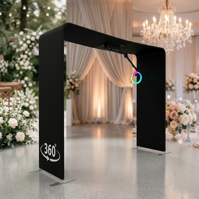 Remote Control 360 Degree Rotating Photo Booth Portable Metal Rotation Platform for Smartphone iPad Event Rental Business