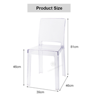 Vente en gros de chaises modernes de luxe élégantes pour événements chaises d'hôtel de mariage chaises transparentes et propres chaise Mary en acrylique PC pour événements