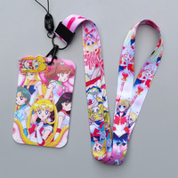 Porta Tarjetas de Autobús con Diseño de Anime, Cordón de Poliéster para Teléfono, Porta Identificación Laboral, Porta Tarjetas de Comedor, Diseño de Sailor Moon