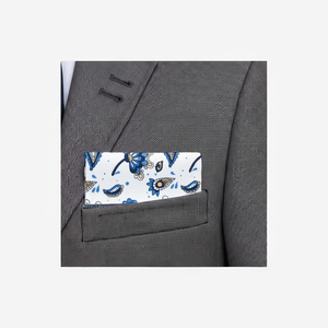 Pañuelo de bolsillo para hombre con diseño de cachemira, listo para usar, en tela blanca tejida. - Product Image 2
