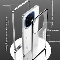 Coque de protection magnétique élastique en métal pour vivo IQOO 13 5G 6.82" avec protection d'objectif en PC dépoli transparent et coque arrière