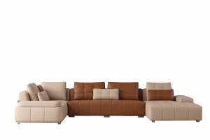 इतालवी-प्रेरित आधुनिक वर्ग चमड़े के सोफे ने विला लिविंग रूम के लिए ठोस लकड़ी के फ्रेम मजबूत डिजाइन स्थापित किया-टिकाऊ - Product Image 2