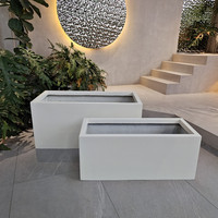 Vente directe d'usine, jardinières rectangulaires en fibre de verre légères et durables, grands pots en fibre de verre pour plantes
