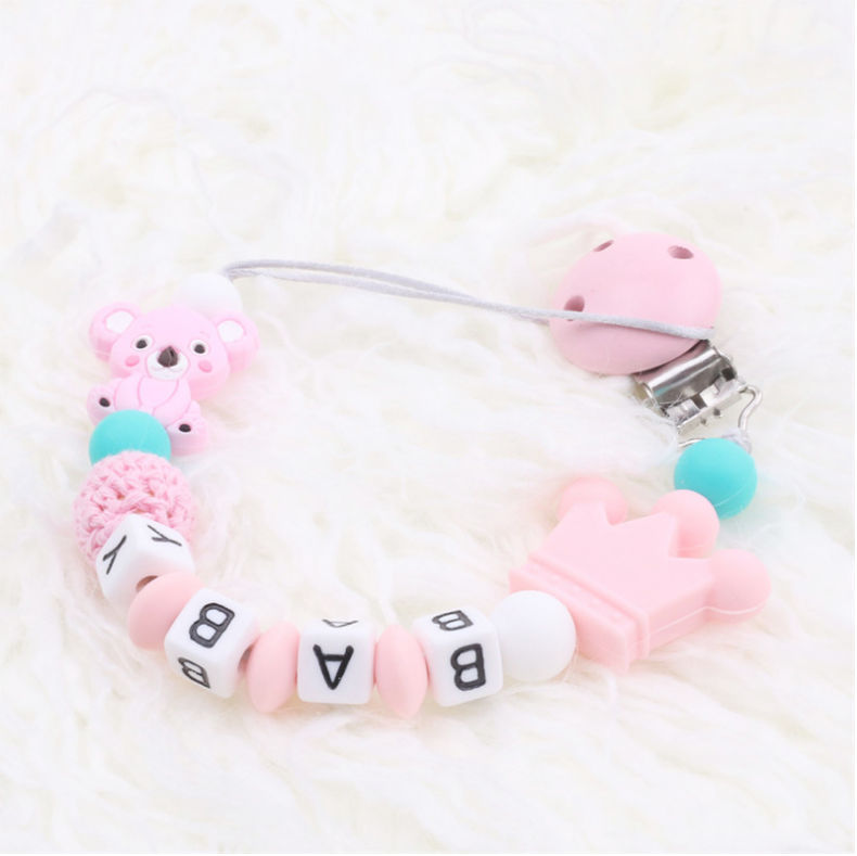 Food Grade Soft and Safe Silicone Baby Beads Pacifier Baby Teether Chain With Anti-drop Chain