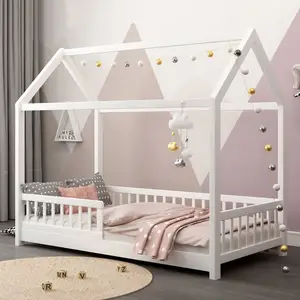 Mobiliário de quarto de madeira para crianças, cama infantil com barreiras, berço de bebê, design mais recente