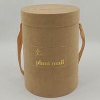 Boîte à fleurs ronde en carton, boîte à fleurs en velours avec poignée, matériau en tube de suède + papier, emballage cadeau