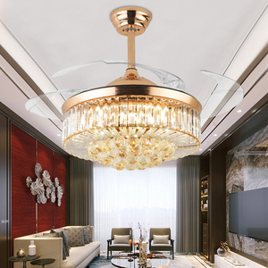 2021 Sản Phẩm Mới Thông Minh Vô Hình 42 Inch Luxury Crystal Quạt Trần Với Ánh Sáng - Product Image 5