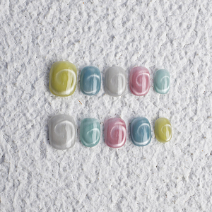 Nhà Máy Bán Buôn Báo Chí Ngắn Cat Eye Móng Tay Đầy Màu Sắc Thiết Kế Độc Đáo Tái Sử Dụng Nhân Tạo Móng Tay Ngắn Báo Chí Ứng Dụng - Product Image 4