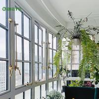 Diseño arqueado Estilo chino Columpio Ventana de aluminio Marco Delgado Aplicación exterior Patrón de apertura horizontal Ventanas con parrilla
