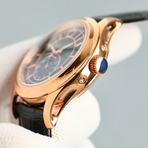 Elegante Reloj de Pulsera Mecánico en Oro Rosa con Calendario Anual, Fase Lunar y Esfera Negra, Reloj de Lujo para Hombre, Estilo Casual y de Negocios - Product Image 5