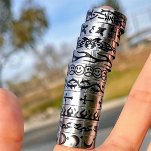 Anillos de Dedo de Acero Inoxidable Estilo Punk Vintage para Fiestas, con Diseños de Luna, Estrella, Mariposa, Flor, Llama, Dragón, Cruz y Cara Feliz, para Mujeres y Hombres - Product Image 3