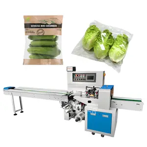 Automatic horizontal wrapping leaf cabbage cassava cucumber packaging packing machine
