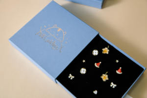 <strong>Luxury</strong> Blue <strong>Luxury</strong> Paper Jewelry <strong>Box</strong> Custom Logo Small Square Earring Packaging <strong>Box</strong> <strong>Ring</strong> <strong>Box</strong> with Foam Collection <strong>Display</strong> - Product Image 2