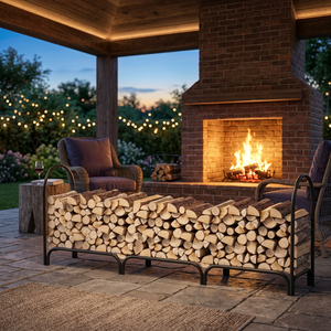 Modern Steel <b>Log</b> <b>Holder</b> Rectangle Powder Coated Firewood Storage Rack for Fireplace - Product Image 5