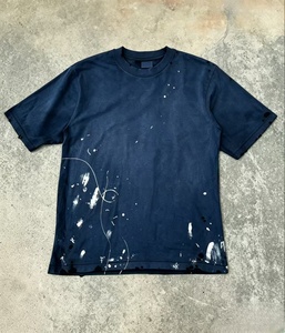 Camiseta Casual de Manga Corta para Hombre, Color Azul Marino, Cuello Redondo, Diseño Pintado a Mano, Corte Regular, Estilo Tejido de Jersey de Algodón - Product Image 3