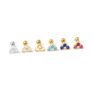 Boucles d'oreilles à clous en triple CZ de couleur estivale 20g, cartilage, hélix, tragus, conque, auricule, <span class=keywords><strong>piercing</strong></span>, bijoux - Product Image 2