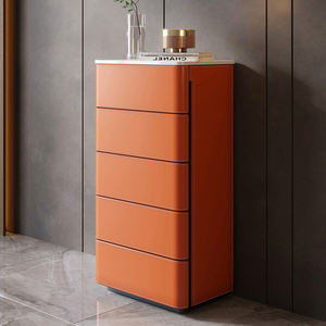 Comò Moderno in Legno per Camera da Letto Mobile in Pelle Cuoio con Piano in Marmo Cassettiera a 6 Cassetti Set Mobili Camera da Letto - Product Image 4